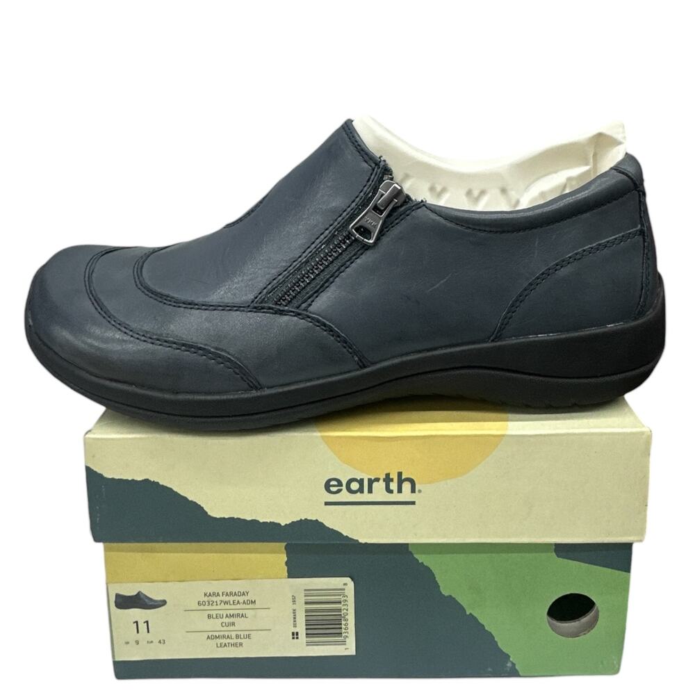 Earth Kara Faraday Side Zip Loafers Navy Blue Women's size 11